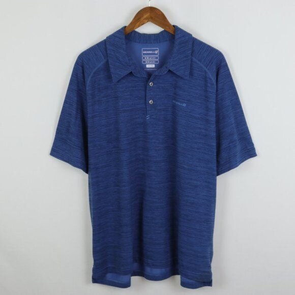 Merrell OptiWick UPF 50 Men's Extra Large Blue Knit Short Sleeve Polo Shirt - Picture 1 of 8
